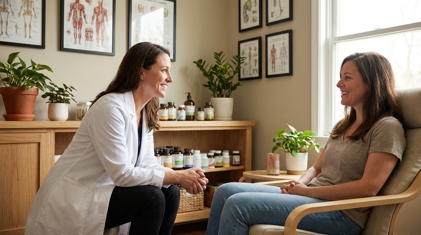 Functional medicine practitioner consulting with a patient